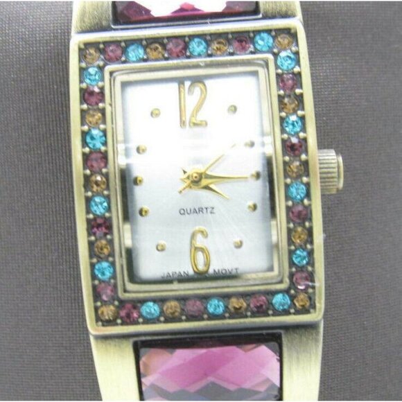 Women's Multicolor Crystals Tank Styel Bangle Analog 20mm Dial Watch (D7) - Picture 1 of 7